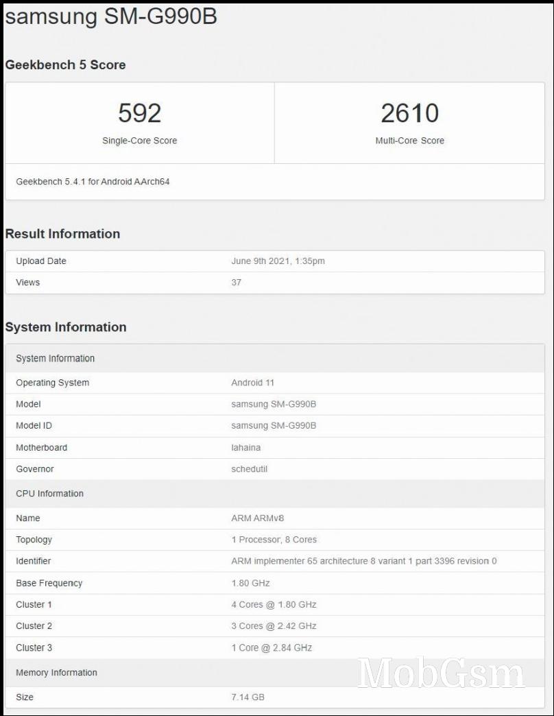 Samsung Galaxy S21 FE with 8GB of RAM shows up on Geekbench