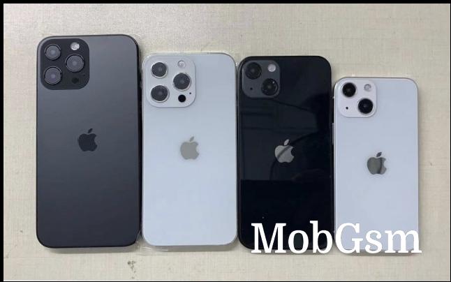 Dummy units: iPhone 13 Pro Max, 13 Pro, vanilla 13 and 13 mini