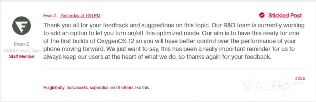 OnePlus will add ‘optimized mode’ toggle in Oxygen OS 12 to address throttling