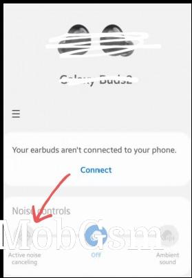 A screenshot that reveals that the Samsung Galaxy Buds2 will have active noise cancellation