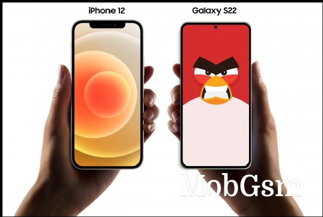 Mock up of iPhone 13 next to a Galaxy S22 (image: Twitter)