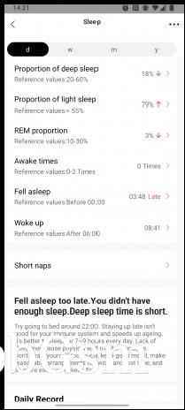 Comparison to a typical sleep