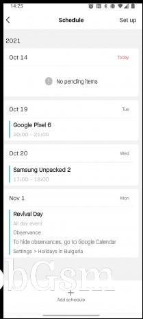 The watch can sync with Google Calendar, but you can also manually add events