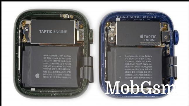 Apple Watch Series 7 on the left next to an Apple Watch Series 6 (image: iFixit)