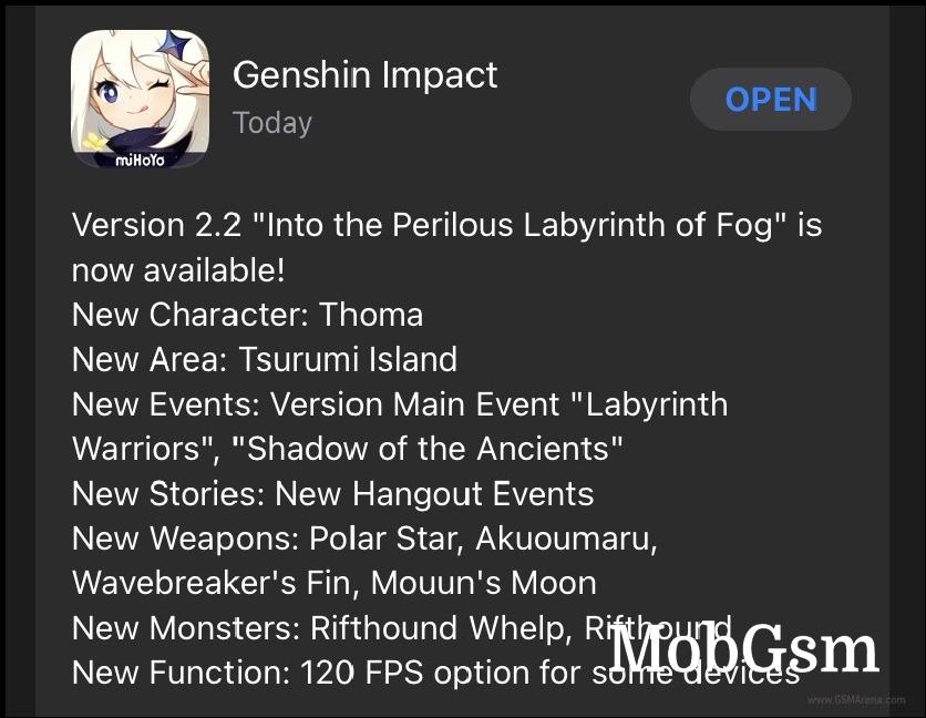 Genshin Impact gets 120fps support on iOS