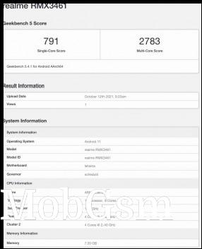 Realme Q3s with a Snapdragon 778G running Geekbench