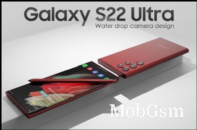 Samsung Galaxy S22 Ultra render with water drop camera design (image: LetsGoDigital)