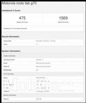 Motorola Tab G70: Geekbench