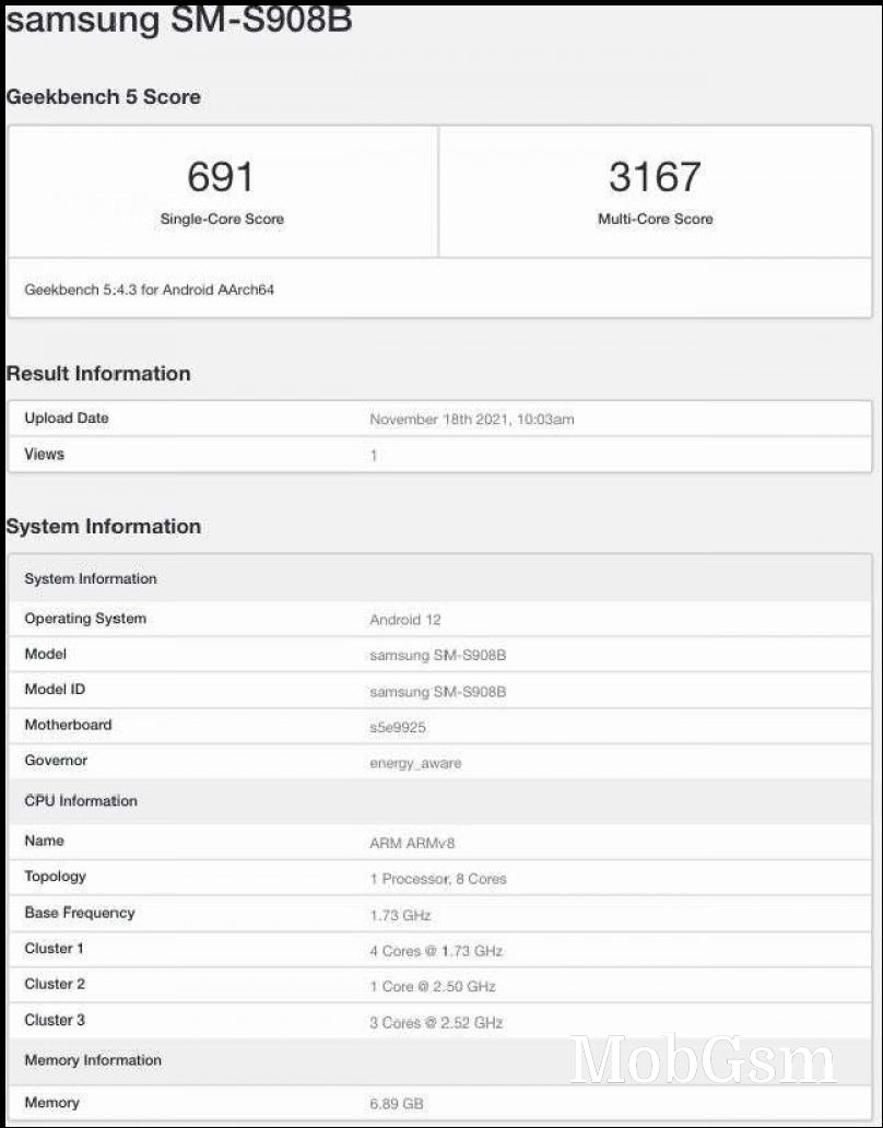 Samsung Galaxy S22 Ultra with Exynos 2200 runs Geekbench