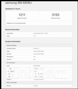 Early Geekbench results: Galaxy Tabs S8+ (Snapdragon 898)