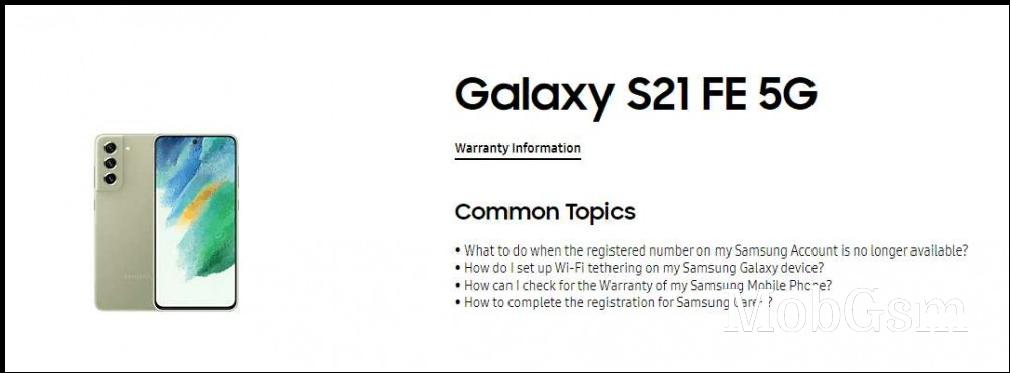 Samsung support page reveals Galaxy S21 FE 5G