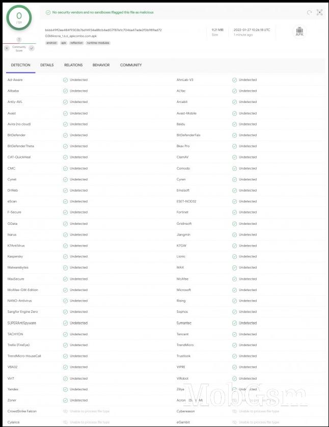 VirusTotal APK scan