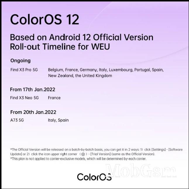 ColorOS 12 beta roll-out for WEU