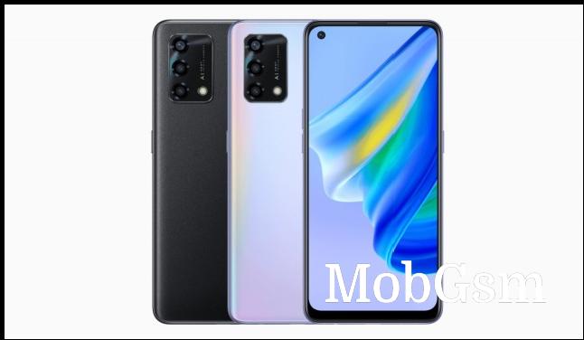 Oppo Reno6 Lite in black and rainbow silver