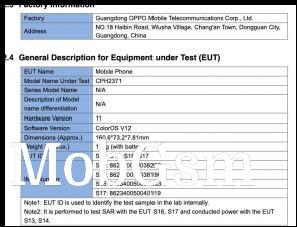 Oppo CPH2371 on FCC