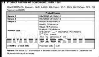 Screenshots from the FCC listing