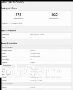 OnePlus Nord CE 2 Lite: Geekbench score