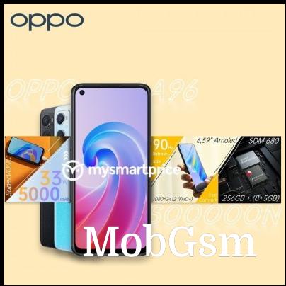 Oppo A96 (4G) promo poster with key specs