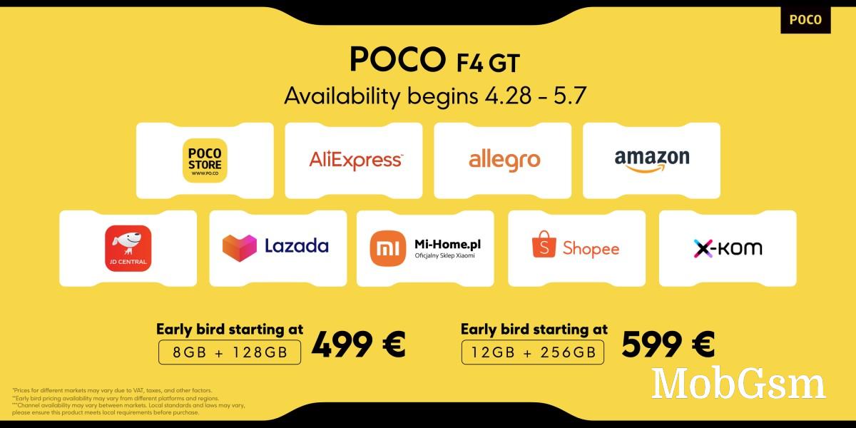 Poco F4 GT unveiled with SD8 Gen1, 120Hz display and 120W charging