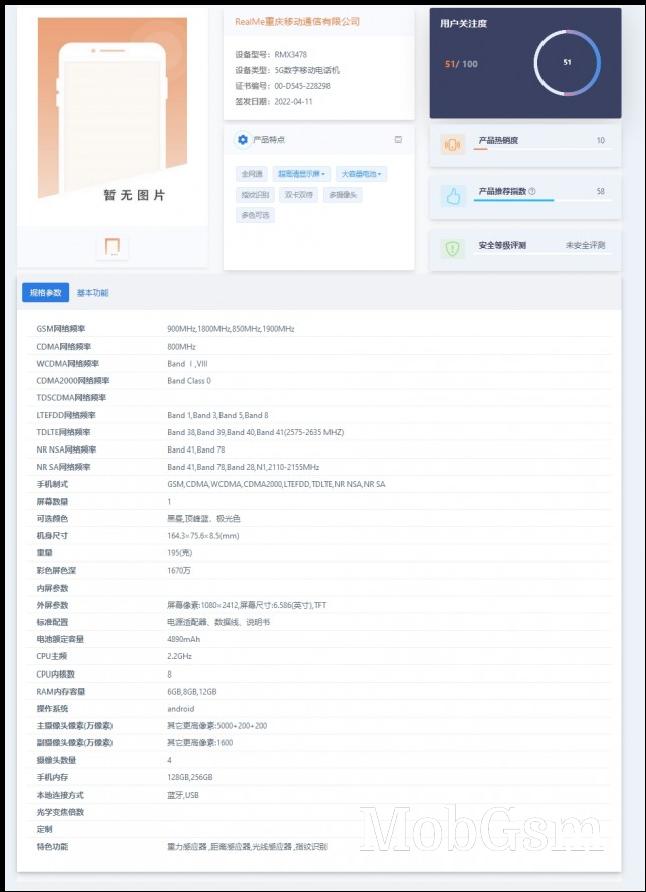 Realme Q5 TENAA listing