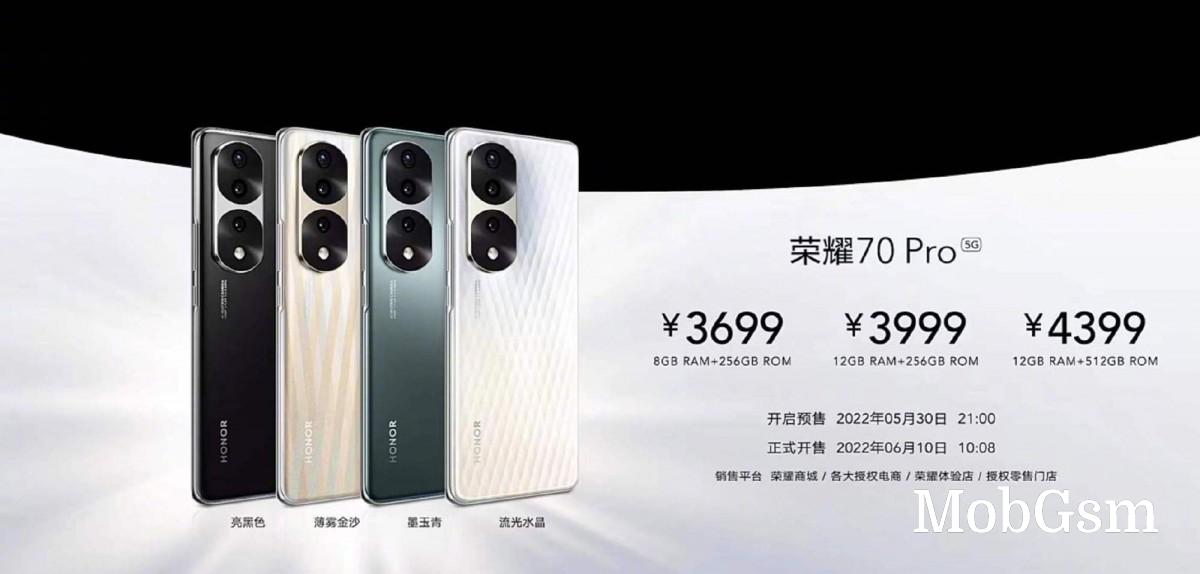 Honor 70 Pro and 70 Pro+ unveiled with Dimensity 9000 and 8000, 54MP main cameras