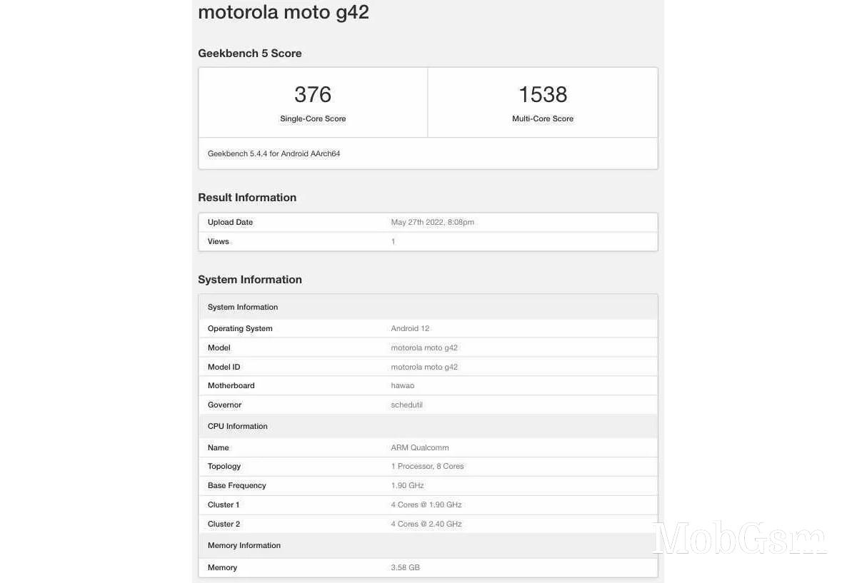 Upcoming Moto G42 runs Geekbench powered by the Snapdragon 680 SoC