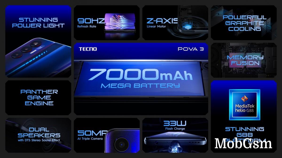 Tecno Pova 3 announced with 90Hz LCD and 7,000 mAh battery