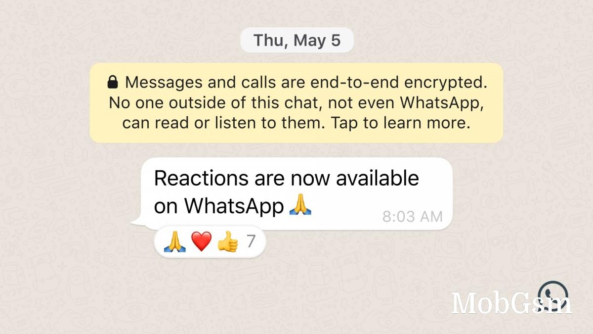 WhatsApp starts rolling out message reactions to users