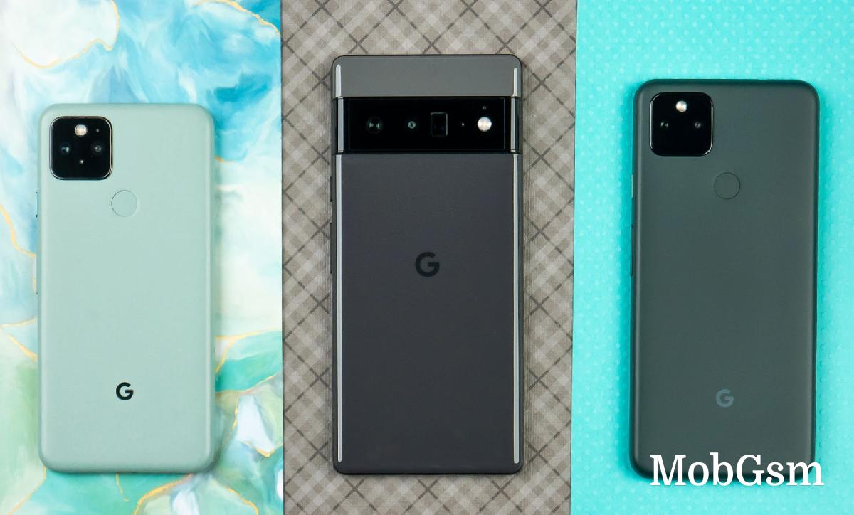 Google Pixel 5, Pixel 6 Pro, and Pixel 5a