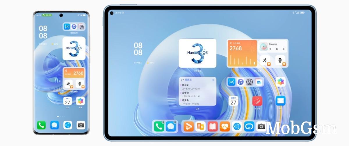 A HarmonyOS phone can connect to a tablet, giving it access to 4G, calls and messages