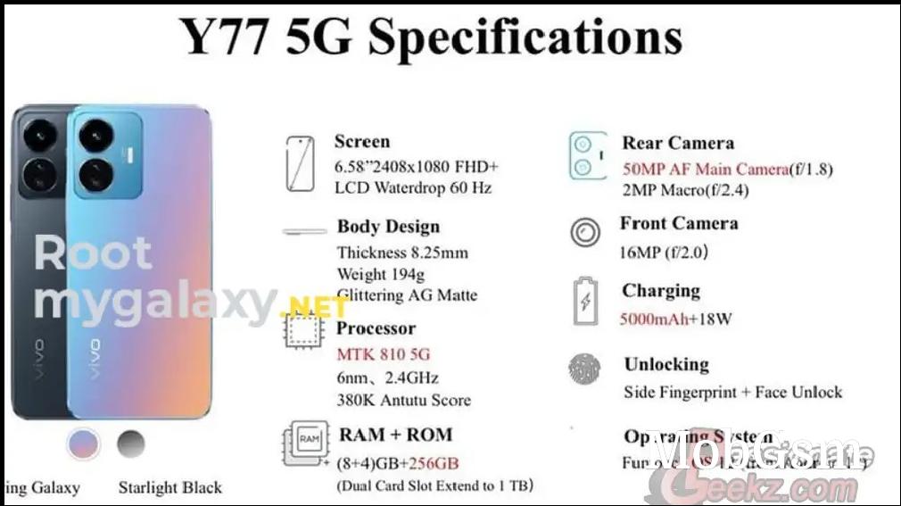 vivo Y77 5G leaks: similar to the Y76s with a Dimensity 810 and a bigger 5,000mAh battery