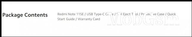 Redmi Note 11SE package contents