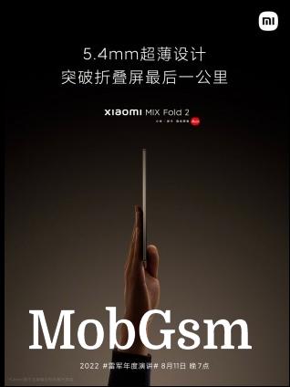 The Xiaomi Mix Fold 2 will measure only 5.4mm when unfolded and will use a 