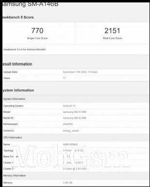 Samsung Galaxy A14 5G with Exynos 1330