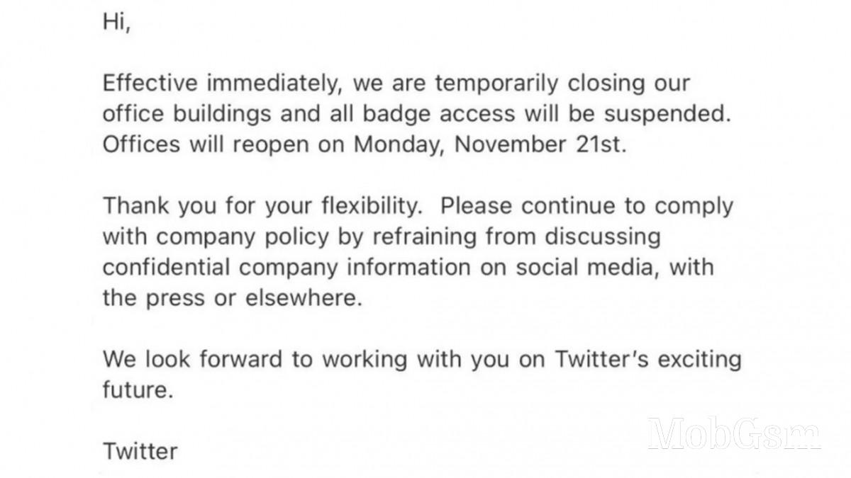 Message sent to Twitter staff