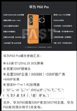 Huawei P60 Pro rumored specs