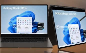 Images of the Samsung Galaxy Book3 360, Book3 Pro, and Book3 Pro 360 laptops surface