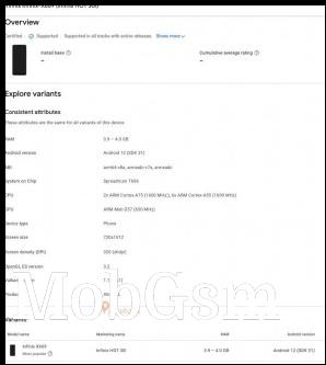 Infinix Hot 30i details from the Google Play Console
