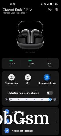 Screenshot from the Xiaomi Earbuds app