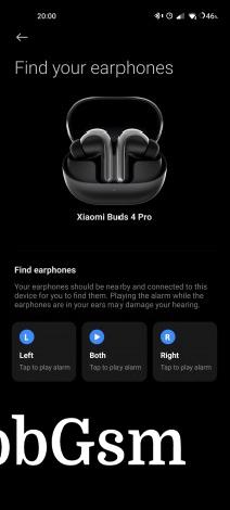 Screenshot from the Xiaomi Earbuds app