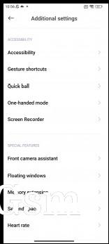 Additional settings and Gesture shortcuts