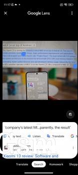 MIUI’s text recognition vs. Google Lens