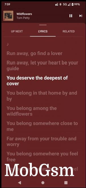 Real-time lyrics in YouTube Music app