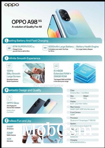 Oppo A98 spec sheet