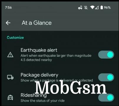 At a Glance Ridesharing toggle