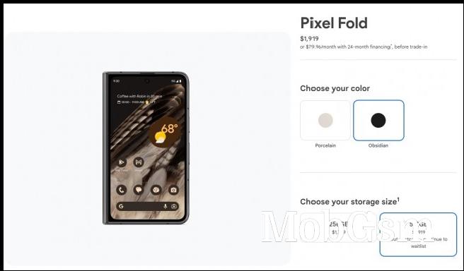 The 512GB Pixel Fold is out of stock in the US