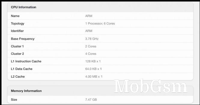 A17 Pro features a 3.78GHz base clock