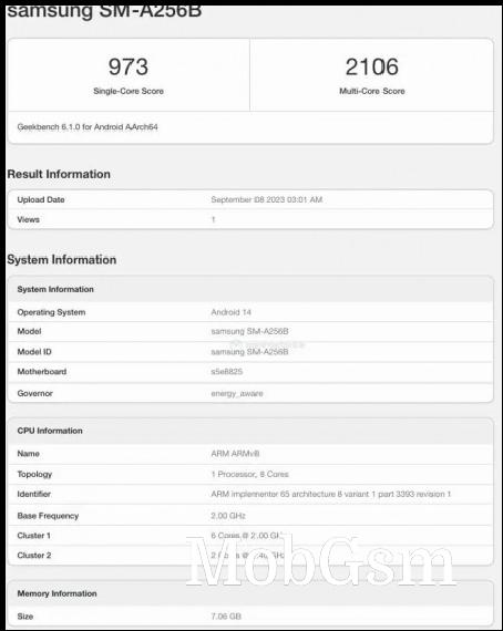 Geekbench scoresheet