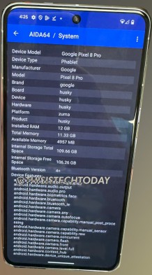 Pixel 8 Pro running AIDA64