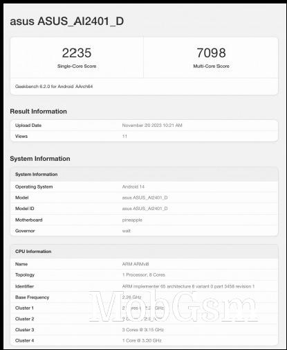 Asus ROG Phone 8 Ultimate on Geekbench